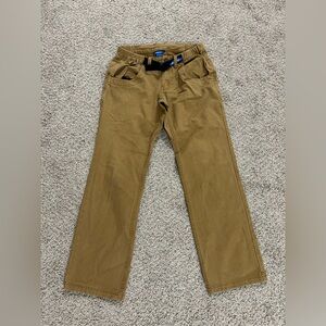 KAVU Chilliwack Pant Men's Tan Khaki Outdoor Cotton Hiking Belt Waist Size S